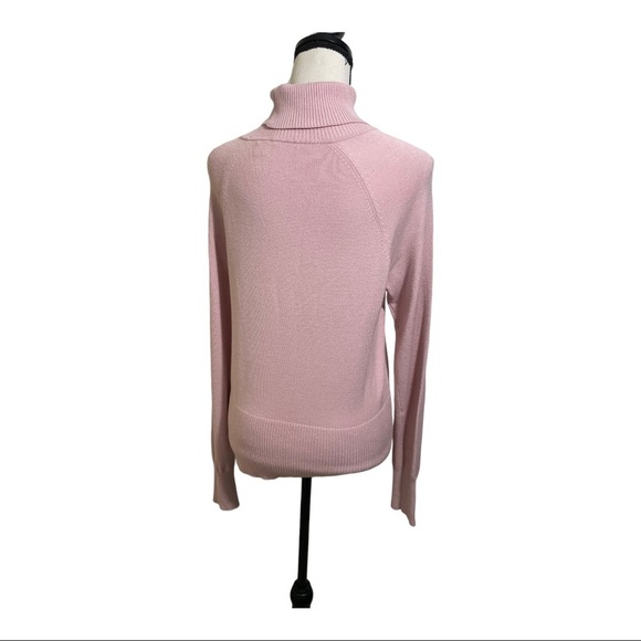 Halogen womens turtleneck ribbed details long sleeve sweater Viscose pink large - Picture 4 of 12